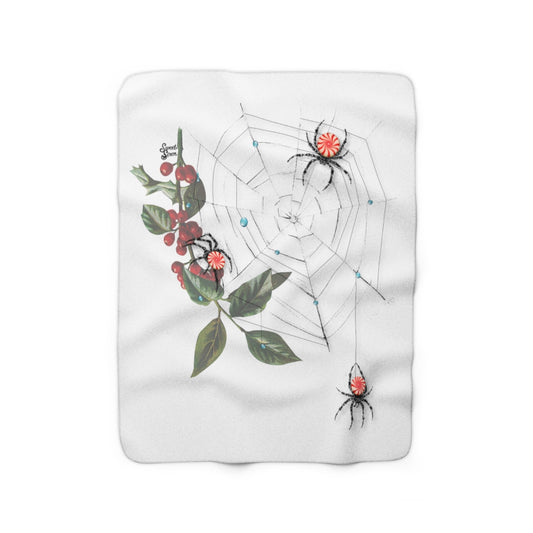 Peppermint Spider Web - White - Sherpa Fleece Blanket