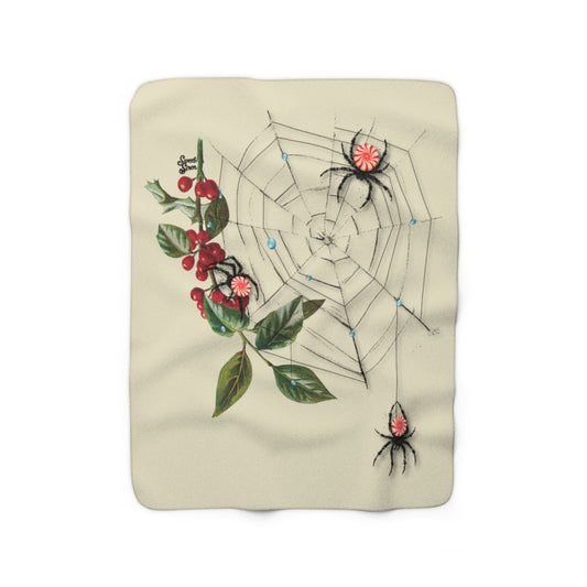 Peppermint Spider Web - Cream - Sherpa Fleece Blanket