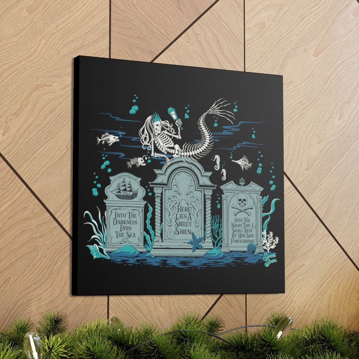 Skeleton Mermaid Graveyard - Canvas Print