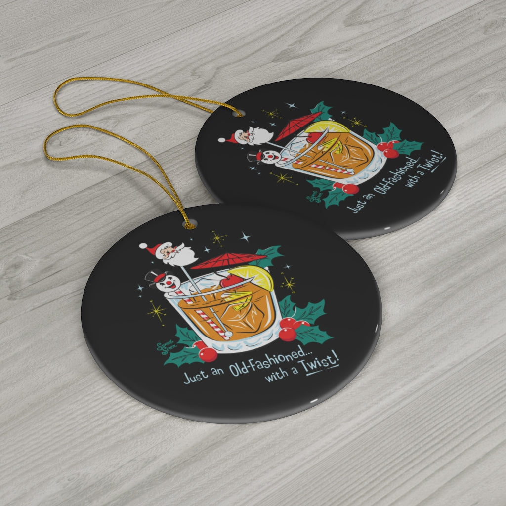 Old Fashioned with a Twist - Ceramic Ornament - Black Night