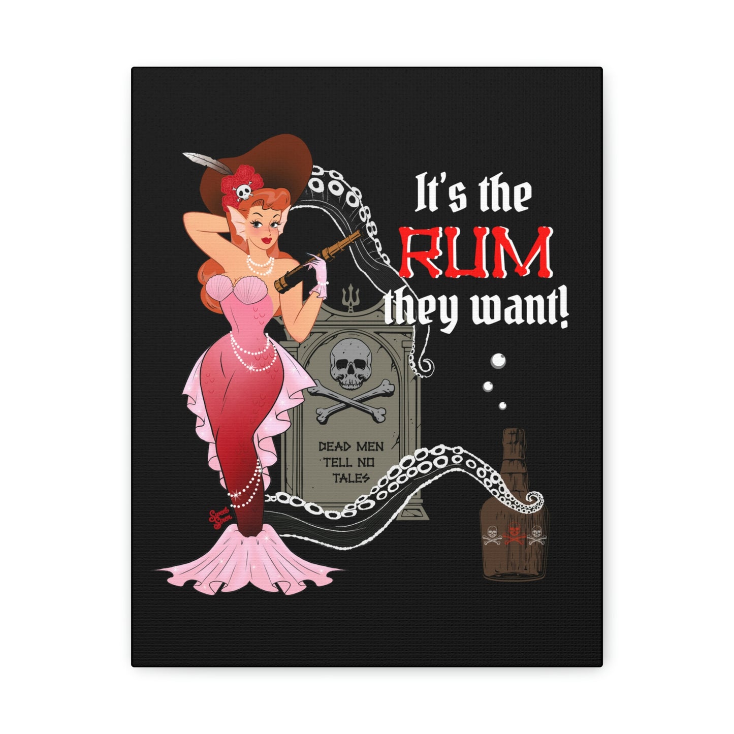 Red Headed Pirate Mermaid - Canvas Print