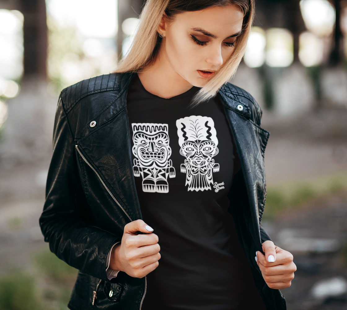 Franky & Bride Tiki Monsters - Womens tee - White Ink