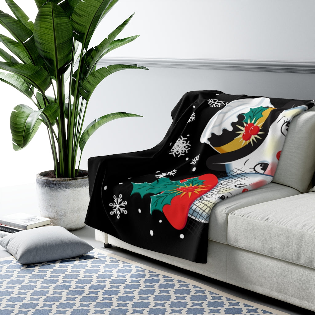 Snowed In -Black- Sherpa Fleece Blanket