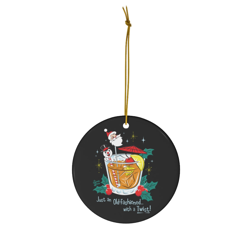 Old Fashioned with a Twist - Ceramic Ornament - Black Night
