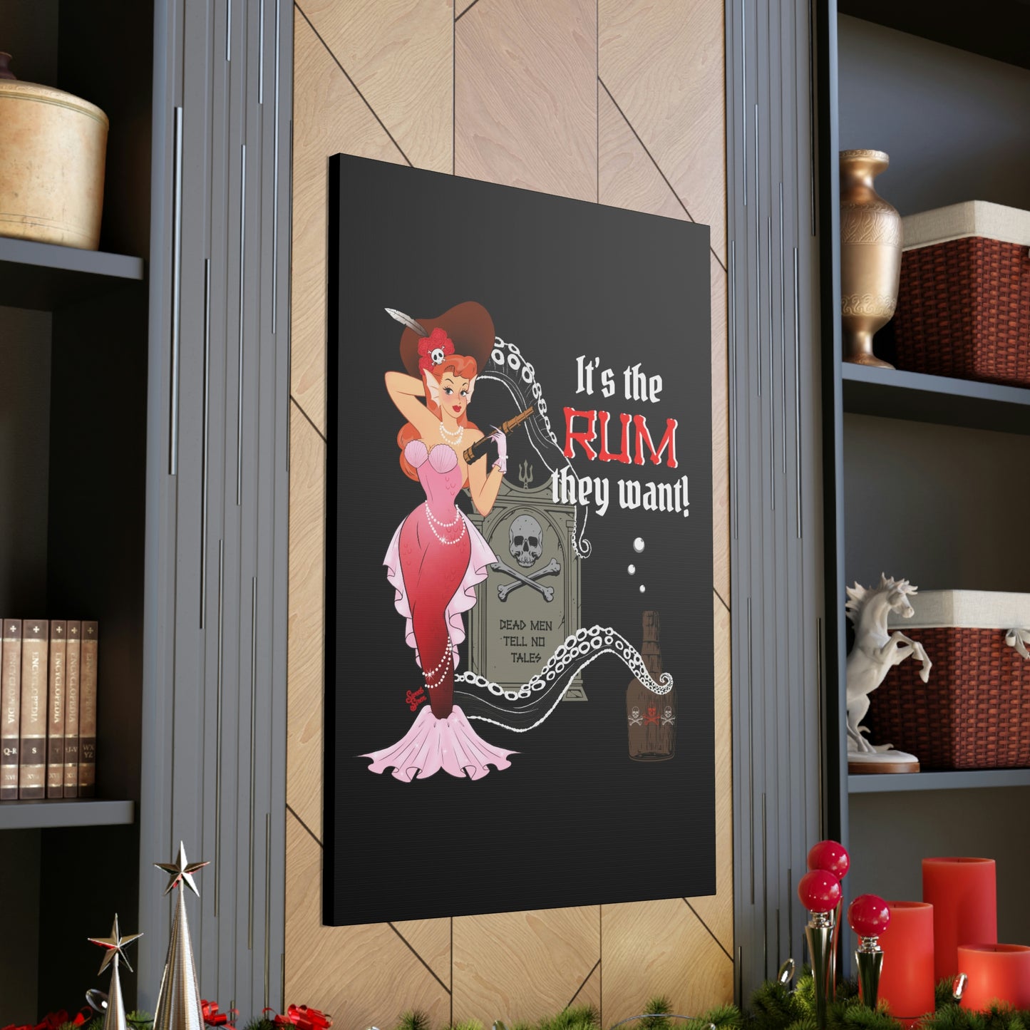 Red Headed Pirate Mermaid - Canvas Print