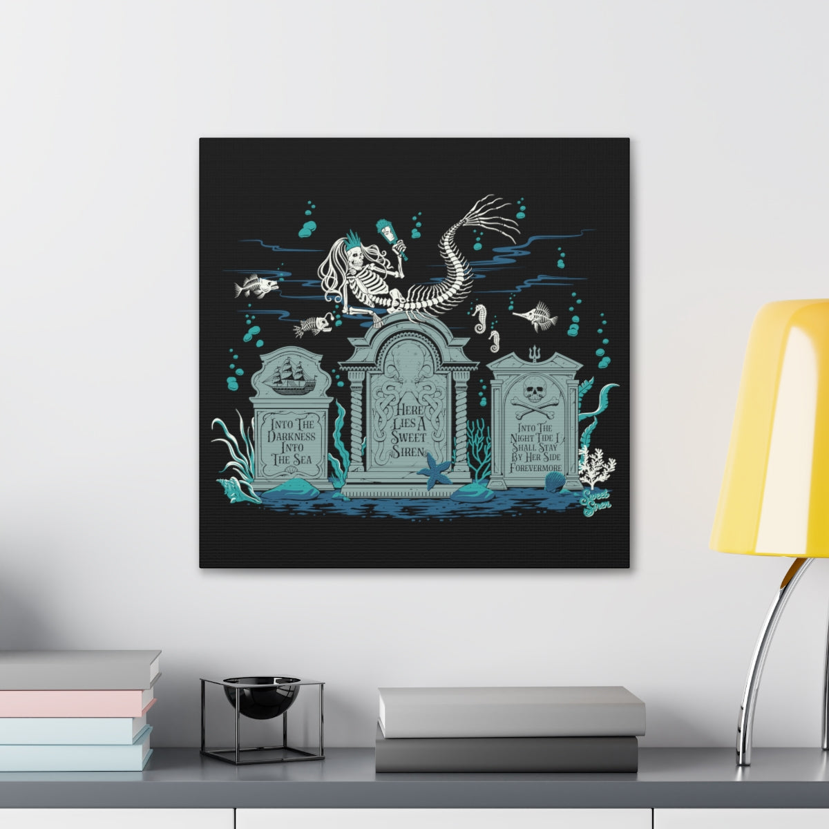 Skeleton Mermaid Graveyard - Canvas Print