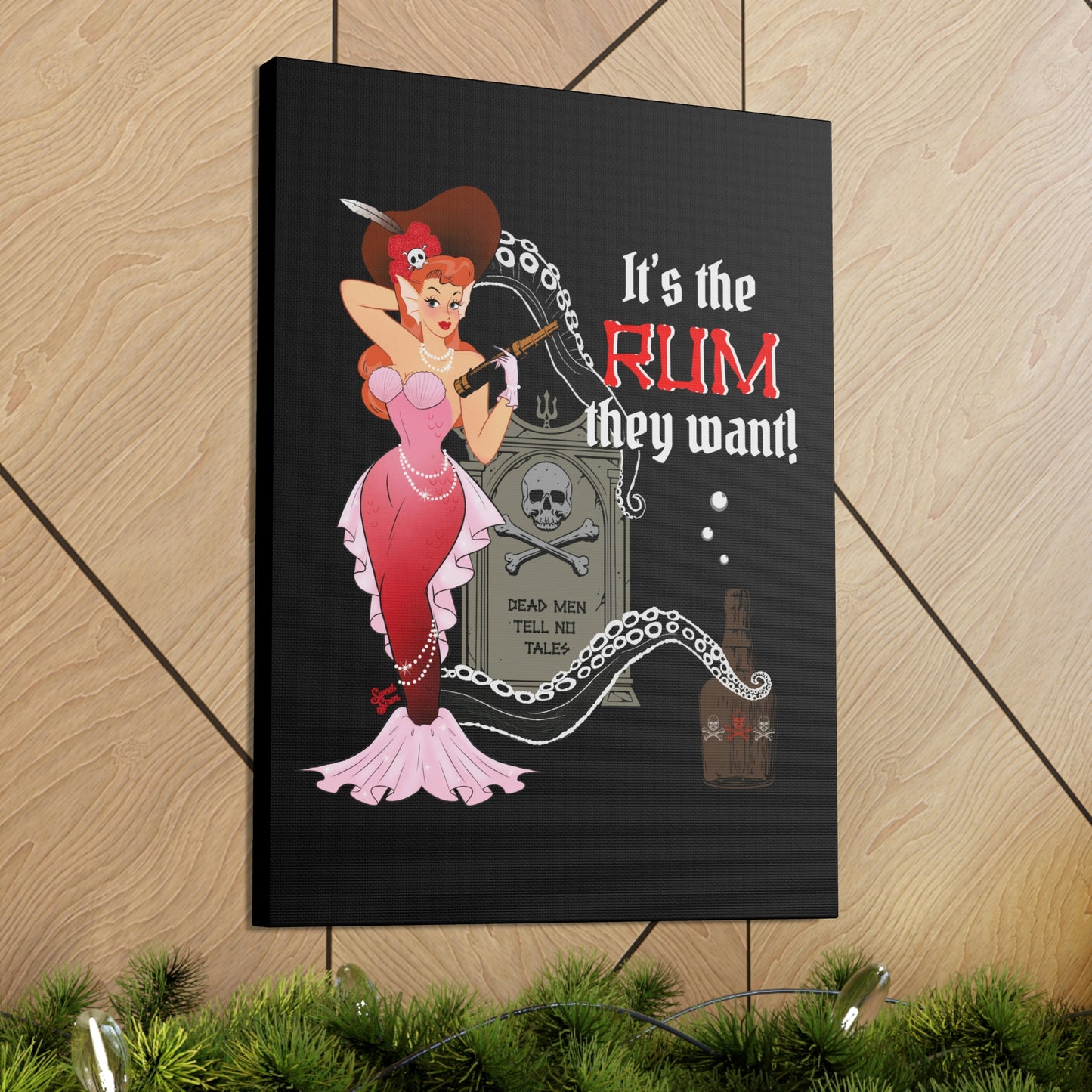 Red Headed Pirate Mermaid - Canvas Print