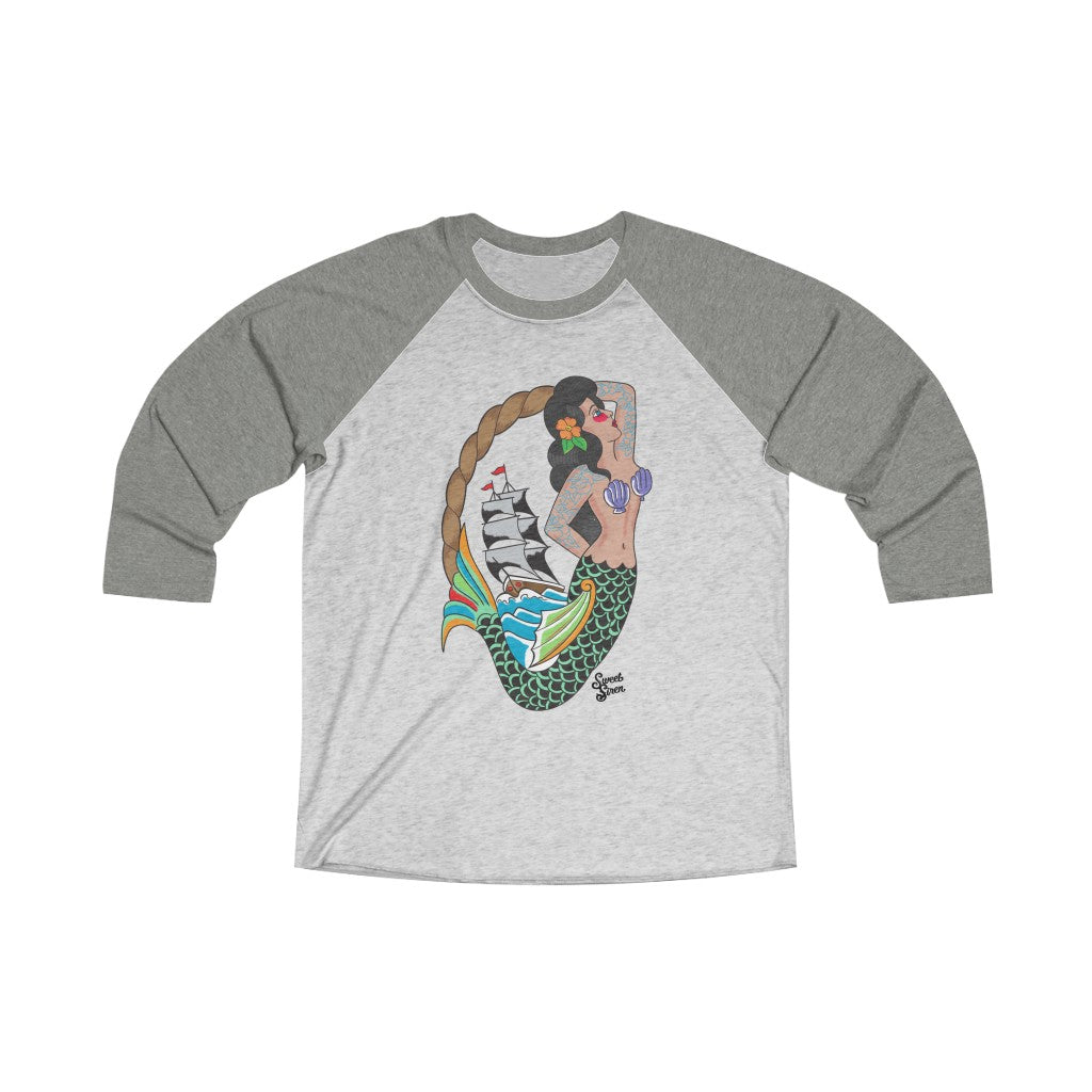 Sweet Siren Mermaid - Unisex Tri-Blend 3/4 Raglan Tee