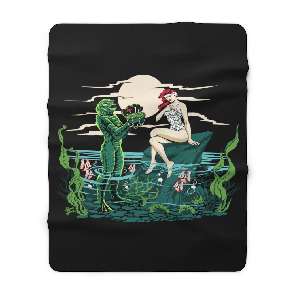 Mid Century Swamp Couple - Sherpa Fleece Blanket
