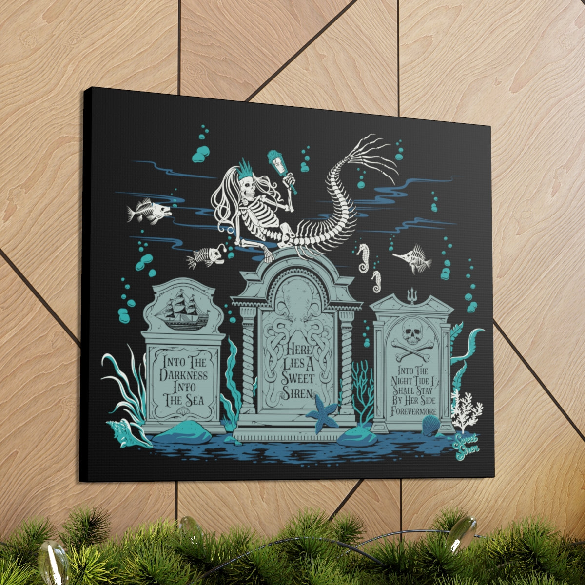 Skeleton Mermaid Graveyard - Canvas Print