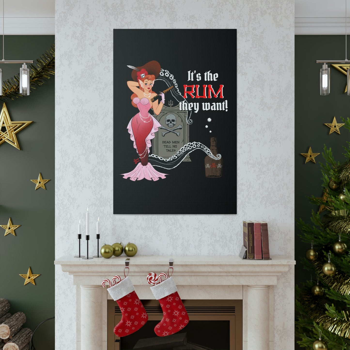 Red Headed Pirate Mermaid - Canvas Print