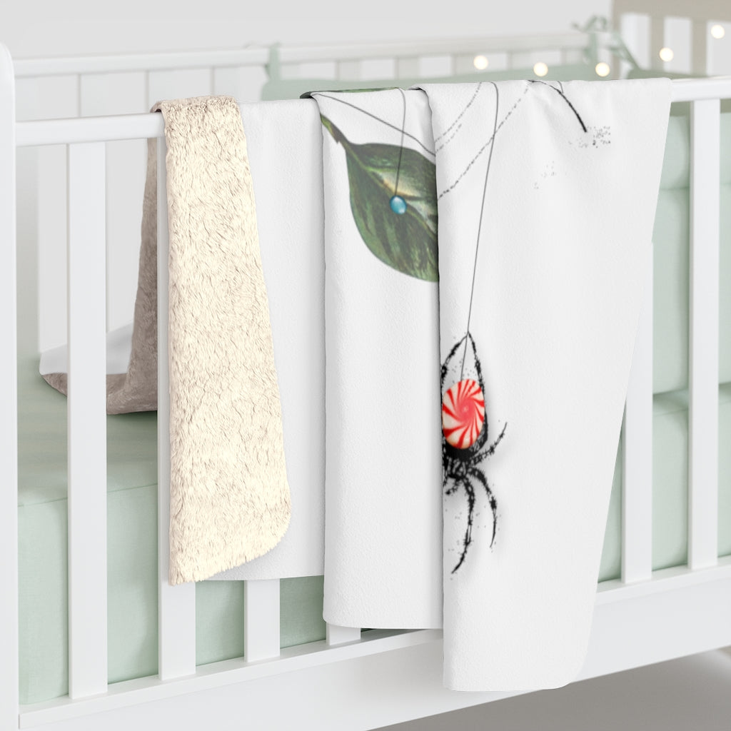 Peppermint Spider Web - White - Sherpa Fleece Blanket