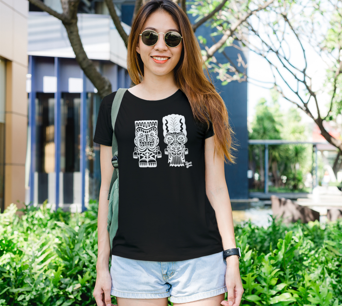 Franky & Bride Tiki Monsters - Womens tee - White Ink