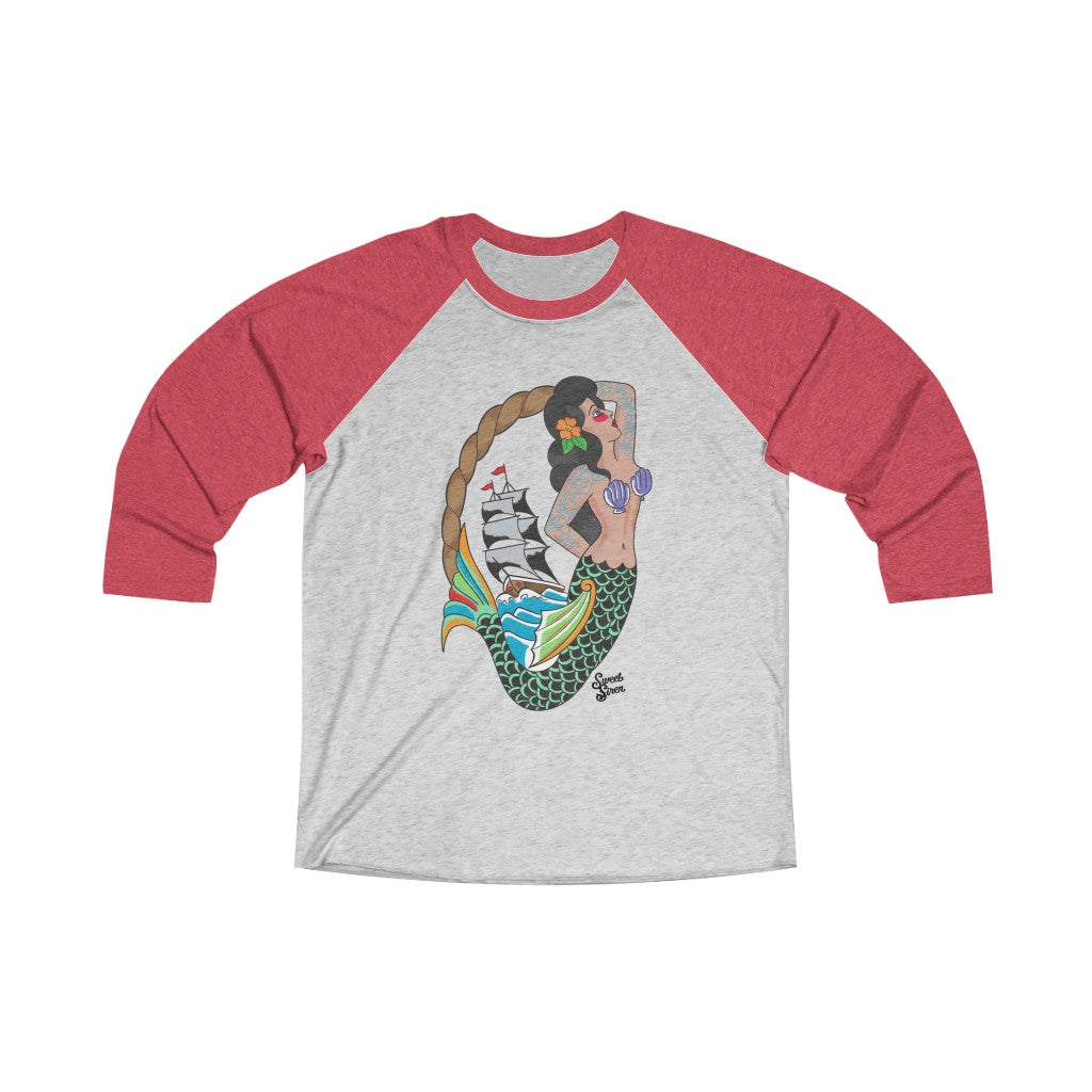 Sweet Siren Mermaid - Unisex Tri-Blend 3/4 Raglan Tee