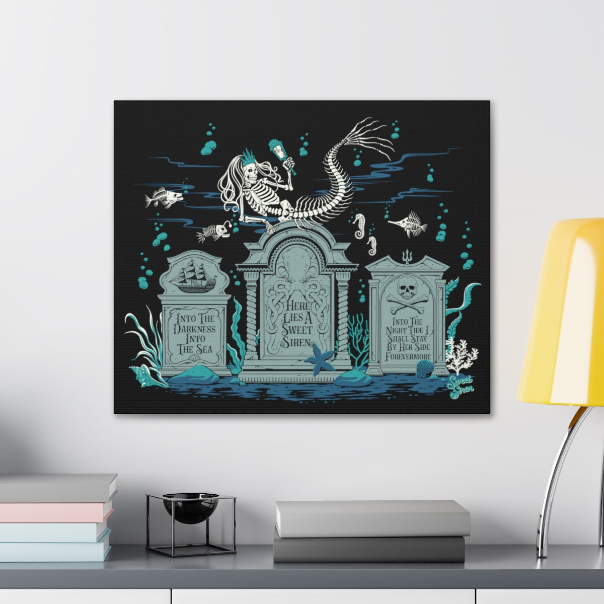 Skeleton Mermaid Graveyard - Canvas Print