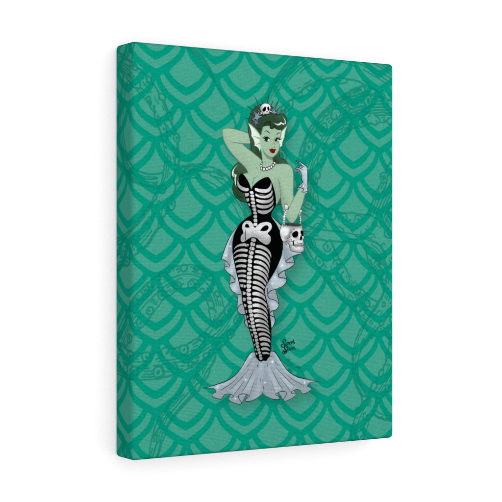 Skeleton Mermaid Babe - Canvas Print