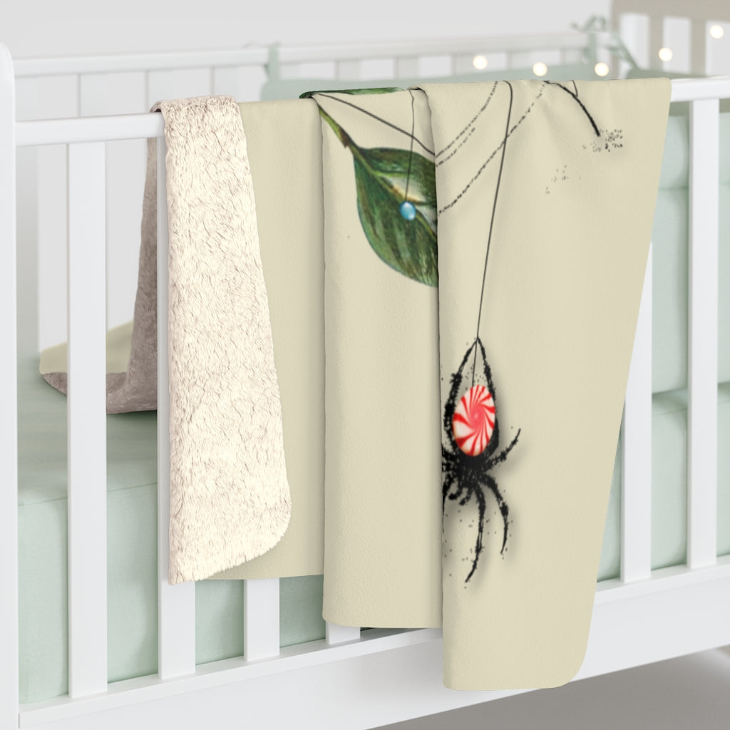 Peppermint Spider Web - Cream - Sherpa Fleece Blanket