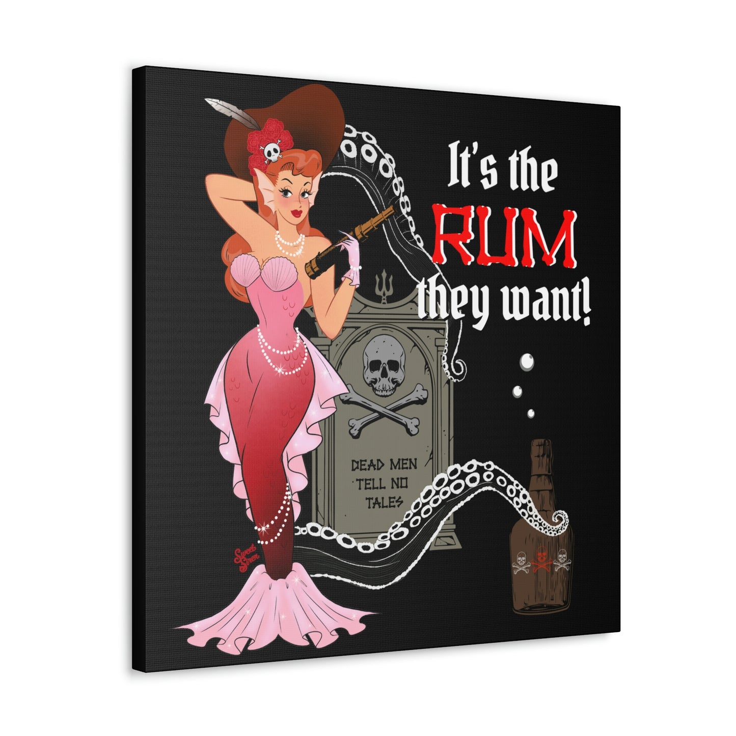 Red Headed Pirate Mermaid - Canvas Print