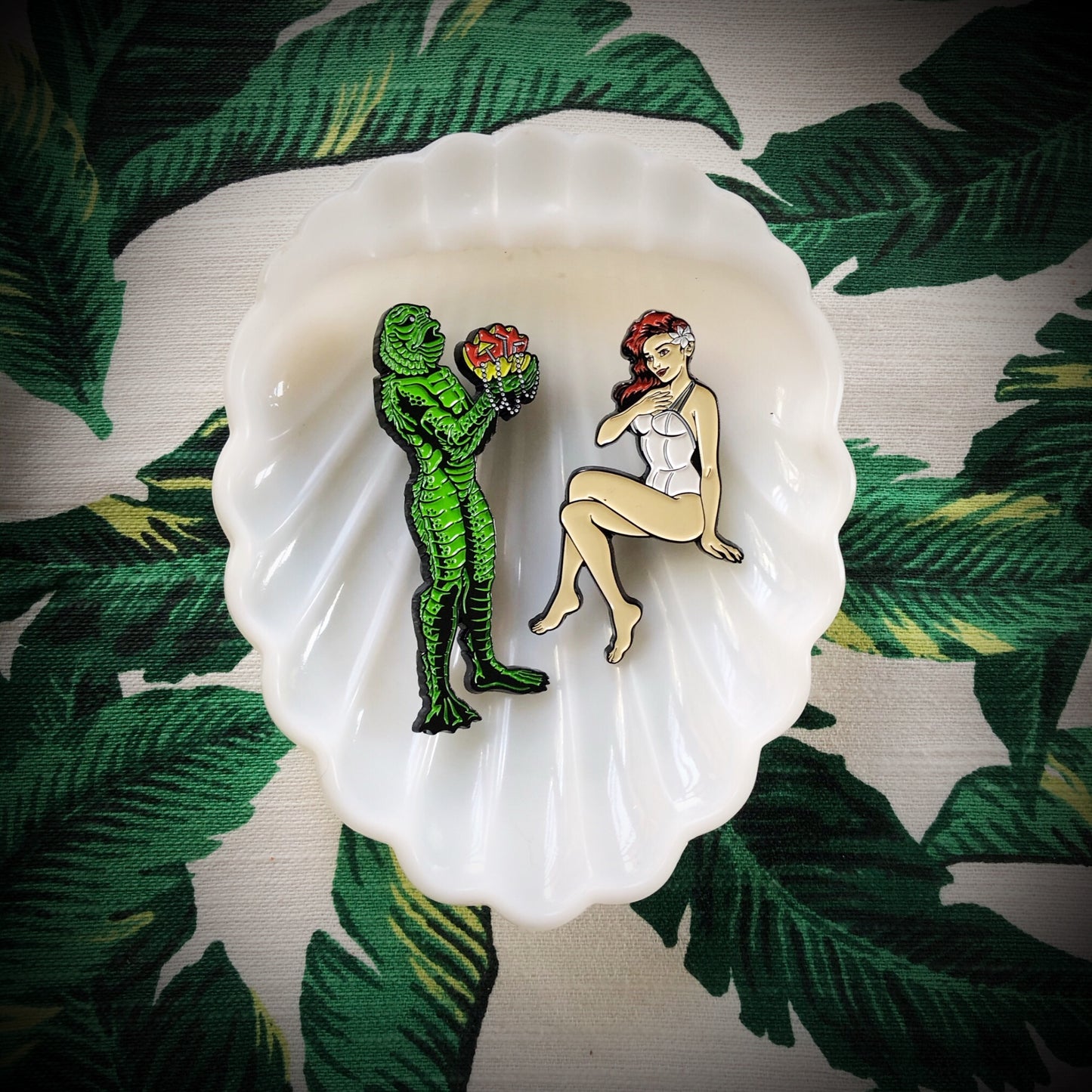 Mid Century Swamp Couple - Enamel Pin Set