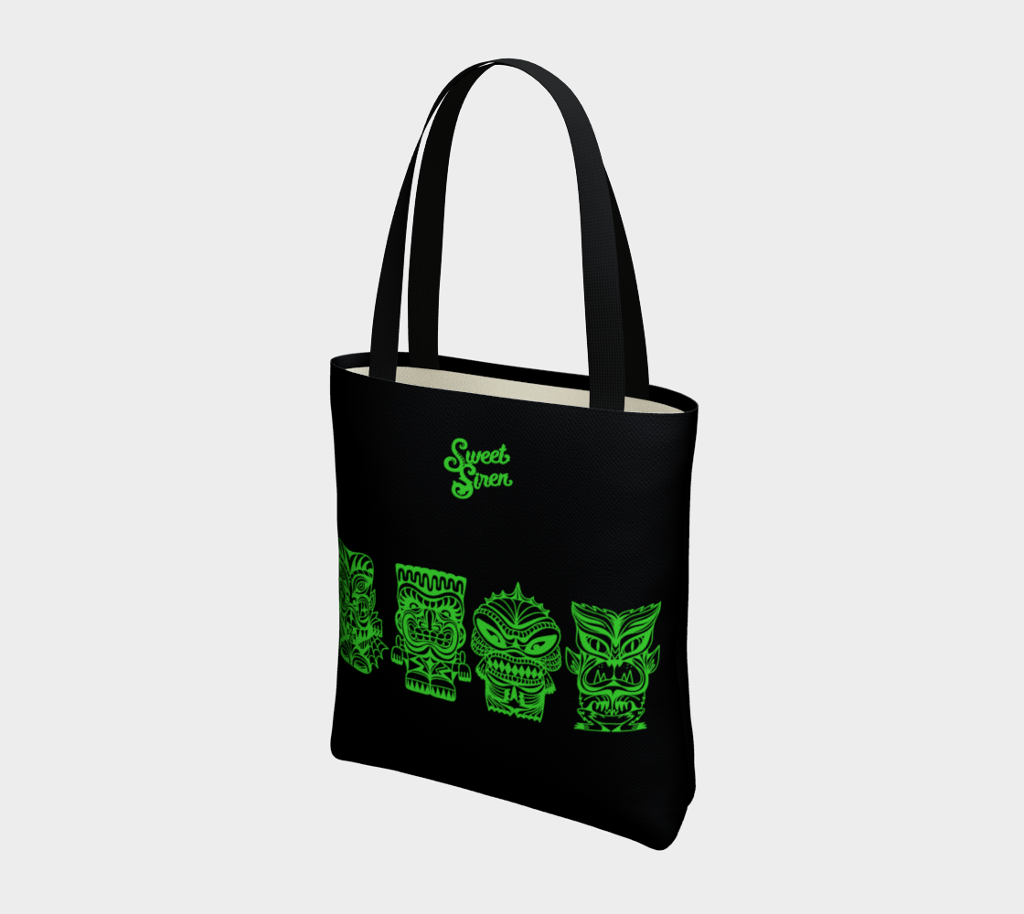 Tiki Monsters SLIME GREEN - Black Basic Tote