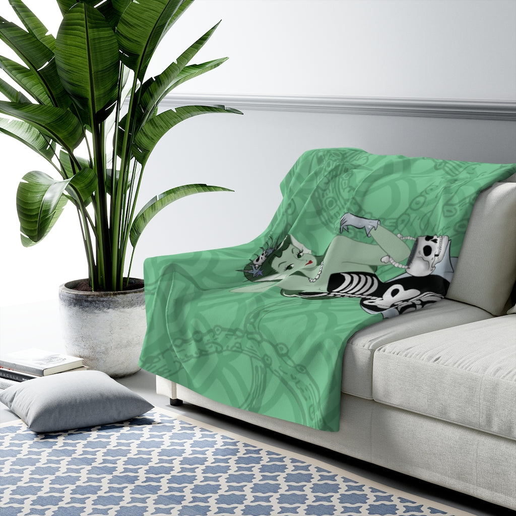 Skeleton Mermaid Babe - Sherpa Fleece Blanket