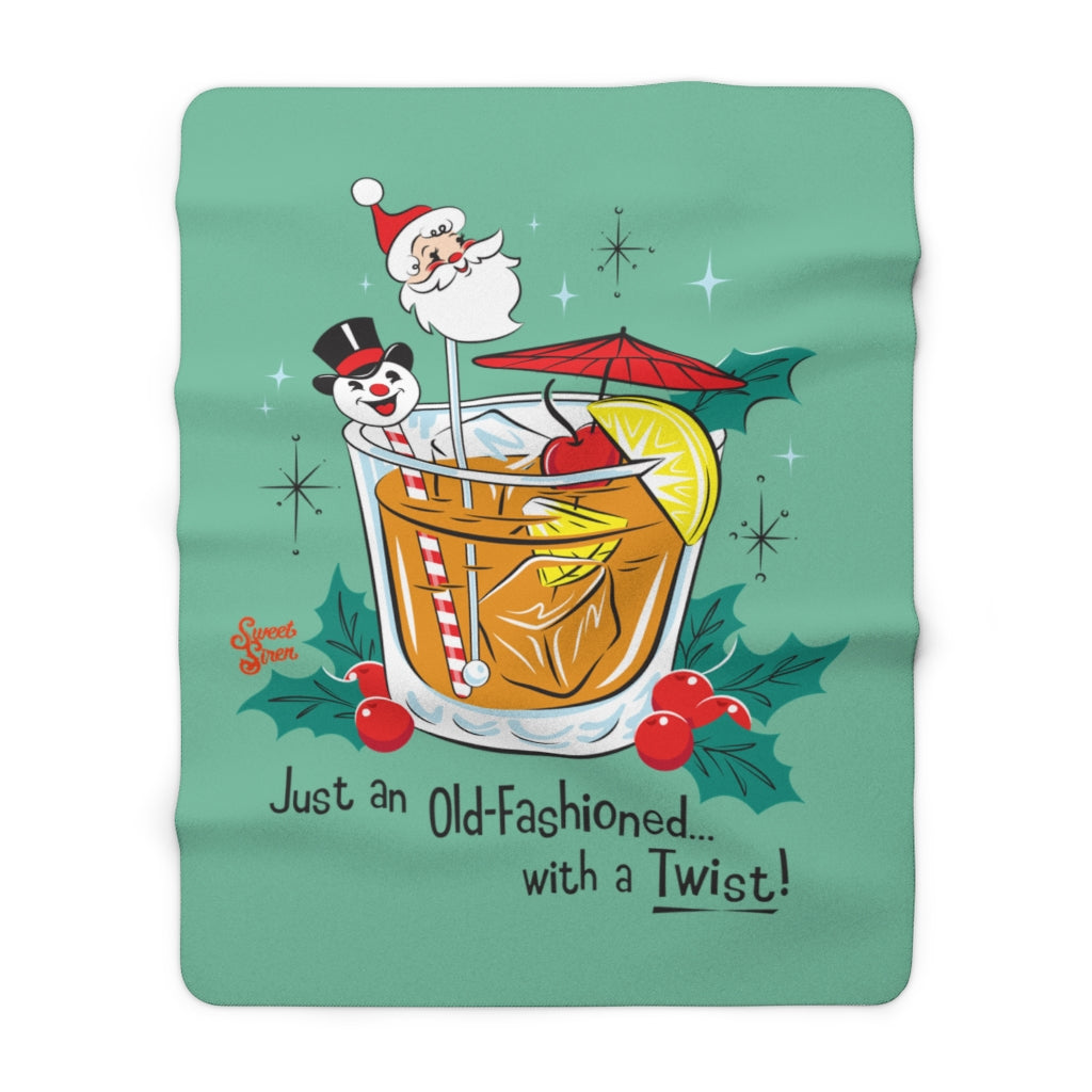 Old Fashioned with a Twist!- Retro Mint Green - Sherpa Fleece Blanket