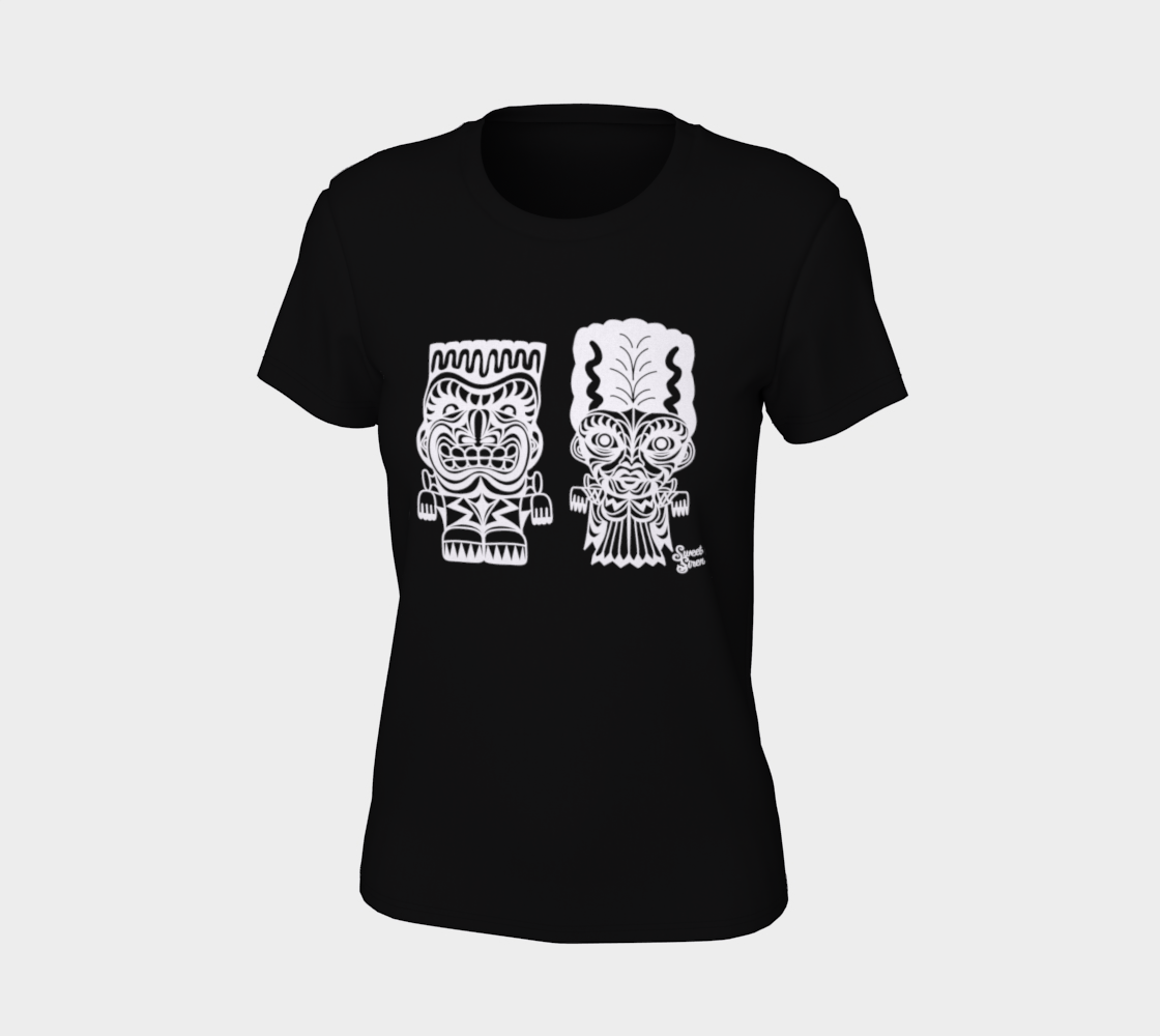 Franky & Bride Tiki Monsters - Womens tee - White Ink