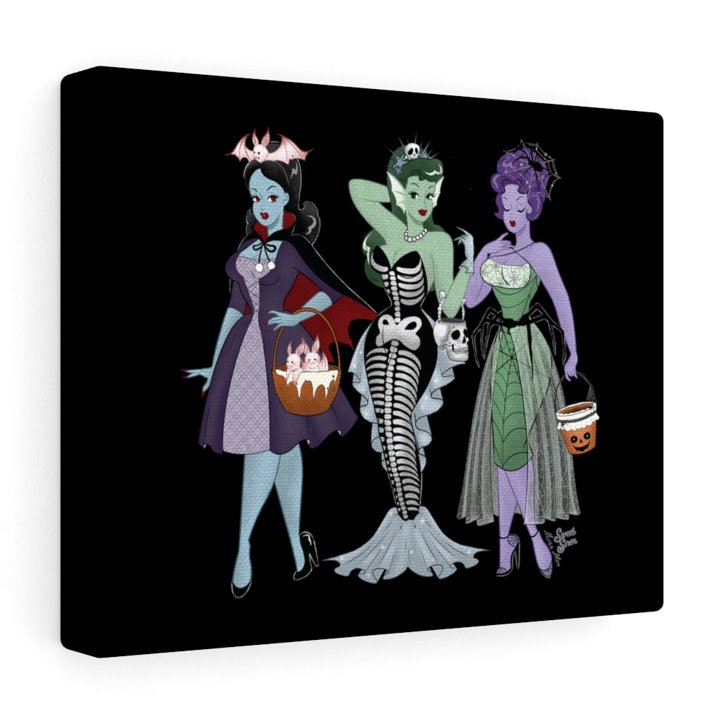 3 Halloween Babes - 10"x 8" Canvas