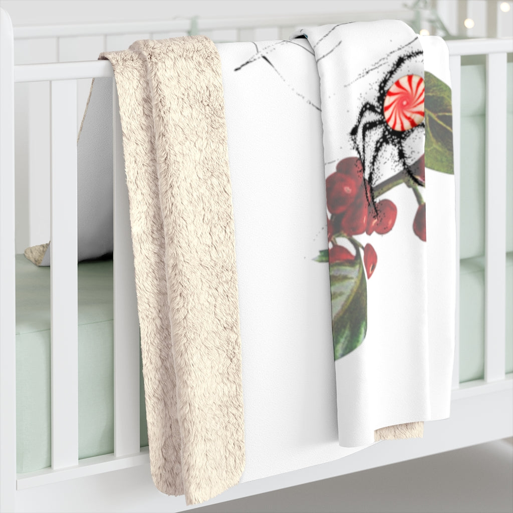 Peppermint Spider Web - White - Sherpa Fleece Blanket