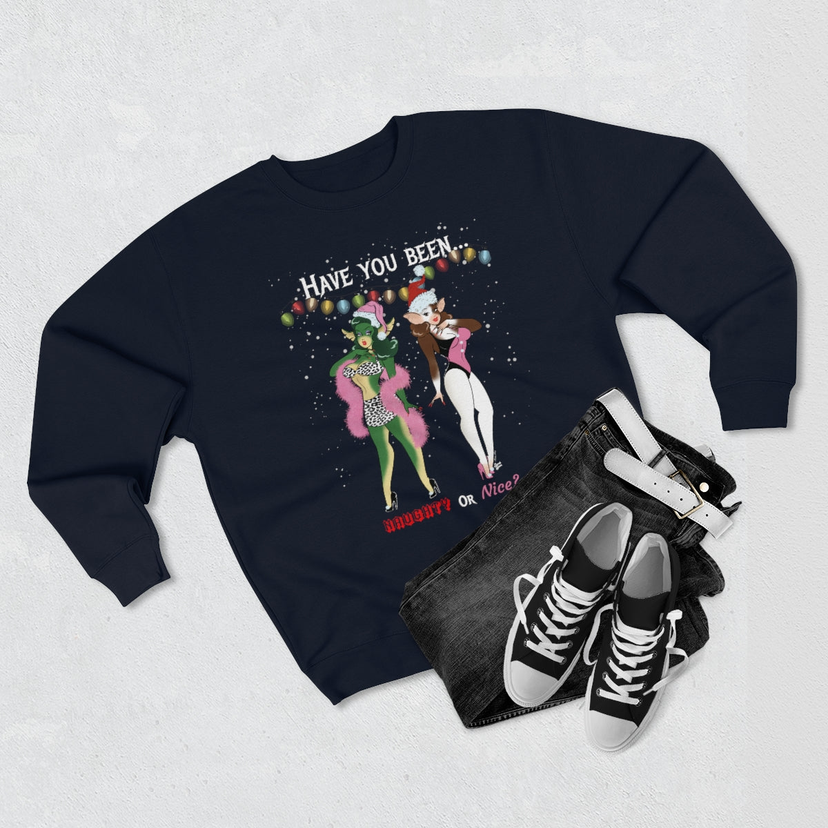 Naughty or Nice Gremlin Babes - Unisex Crewneck Sweatshirt