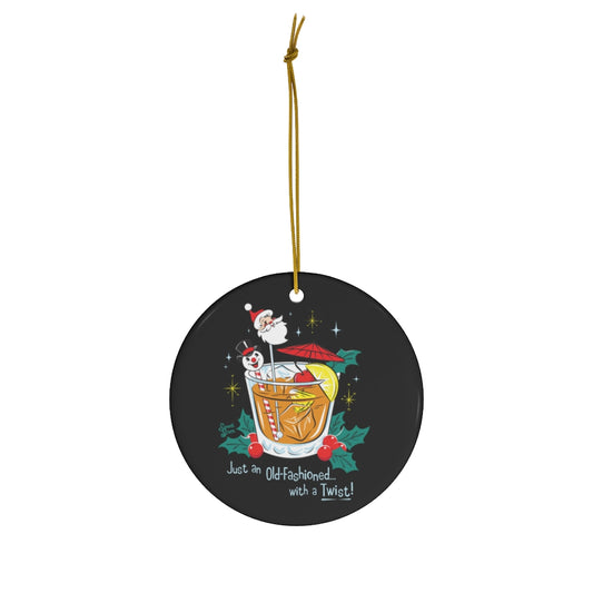 Old Fashioned with a Twist - Ceramic Ornament - Black Night