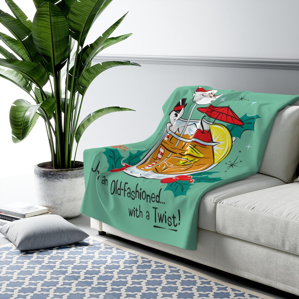 Old Fashioned with a Twist!- Retro Mint Green - Sherpa Fleece Blanket