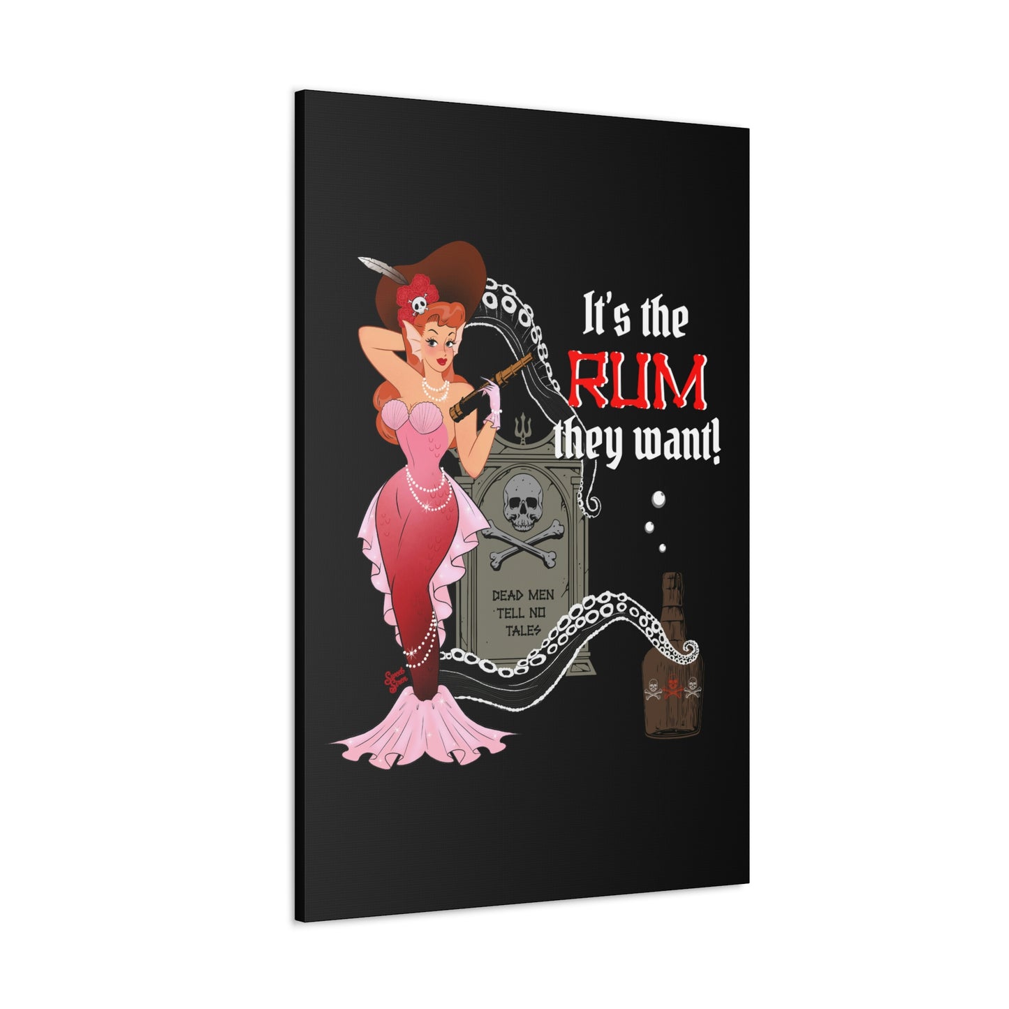 Red Headed Pirate Mermaid - Canvas Print