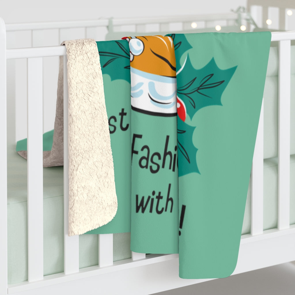Old Fashioned with a Twist!- Retro Mint Green - Sherpa Fleece Blanket