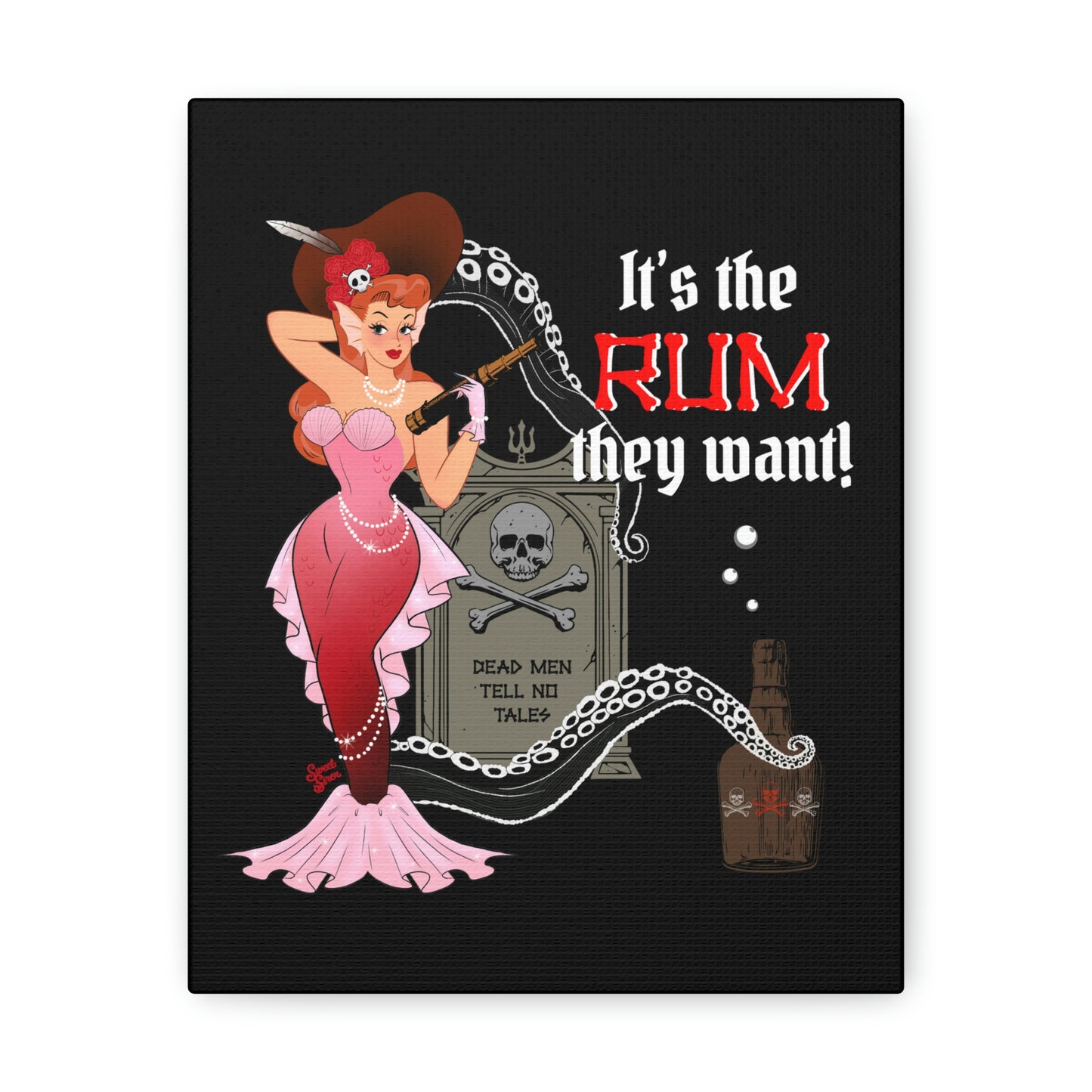 Red Headed Pirate Mermaid - Canvas Print