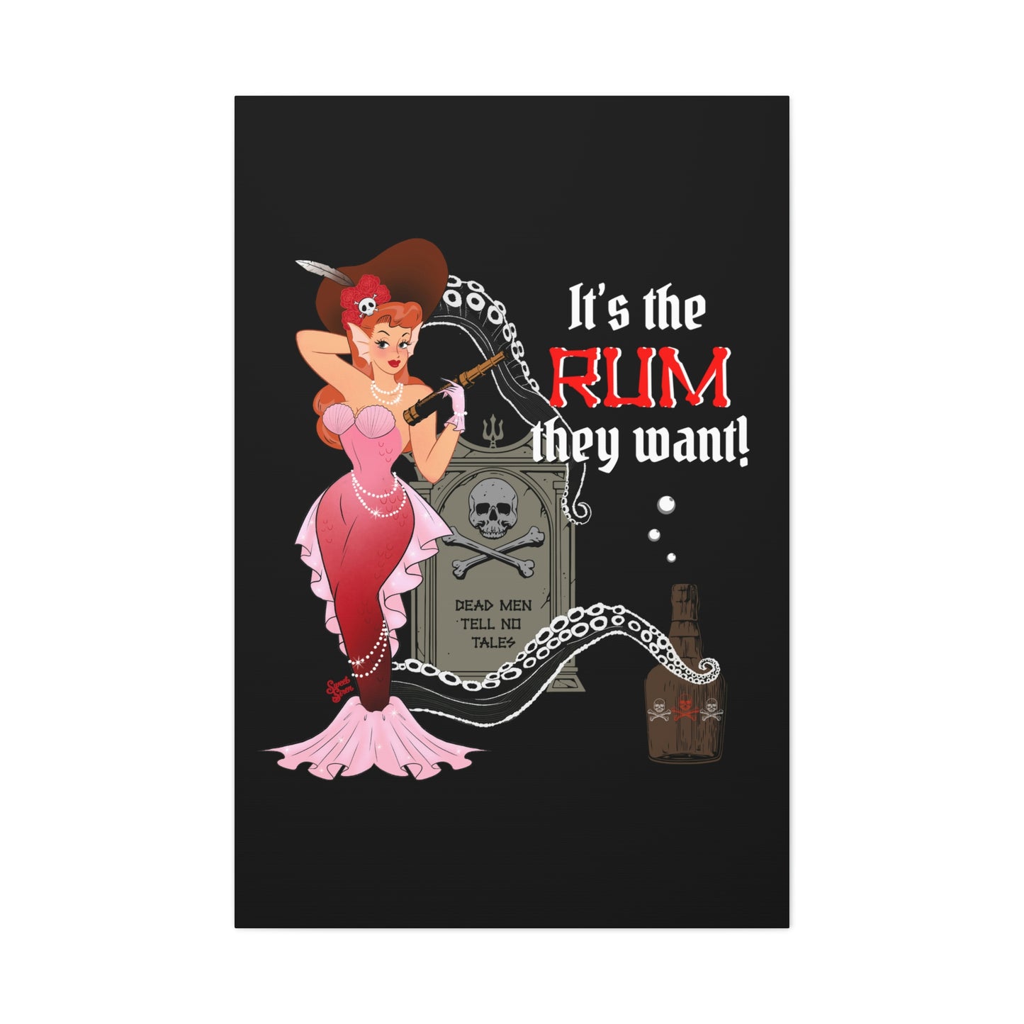 Red Headed Pirate Mermaid - Canvas Print