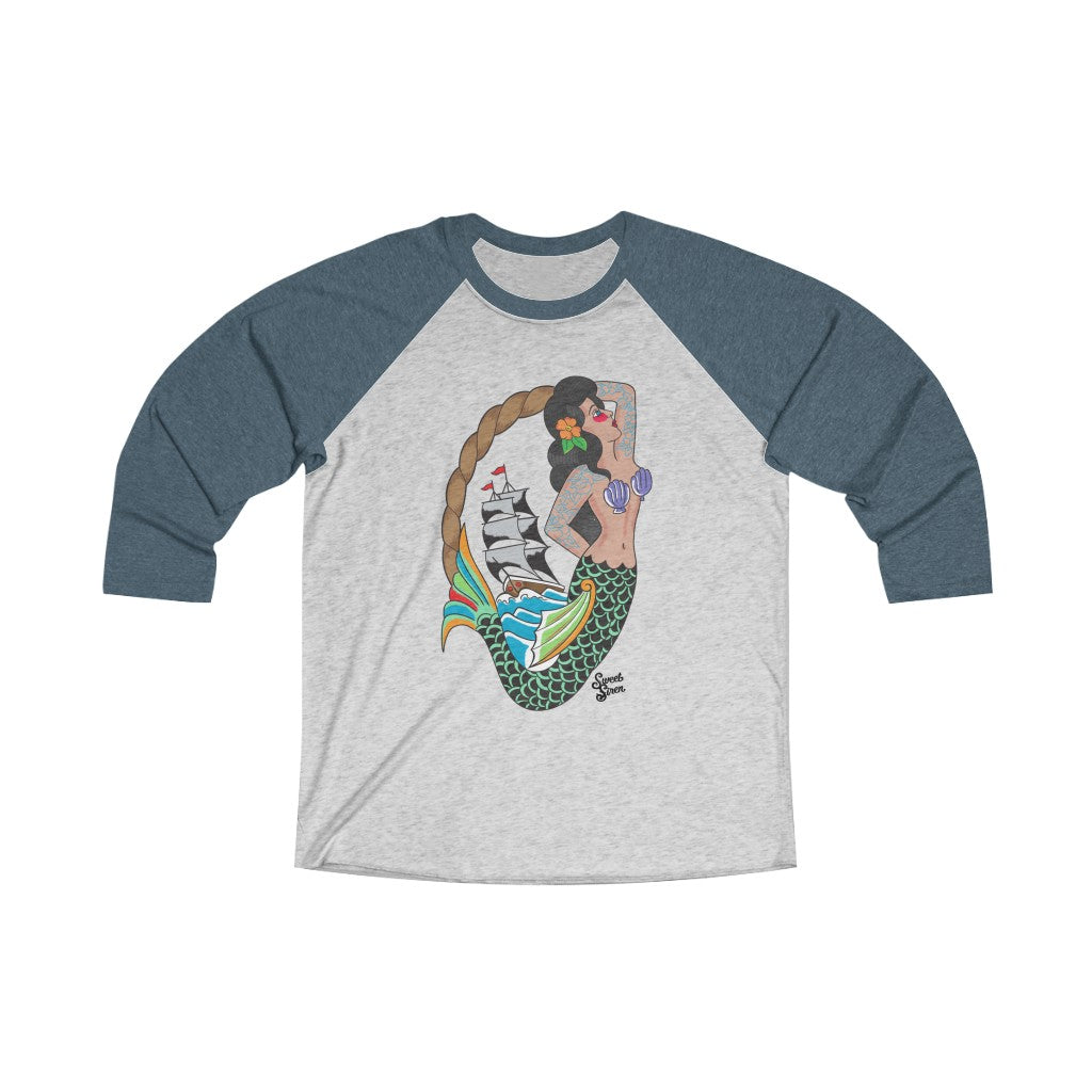 Sweet Siren Mermaid - Unisex Tri-Blend 3/4 Raglan Tee