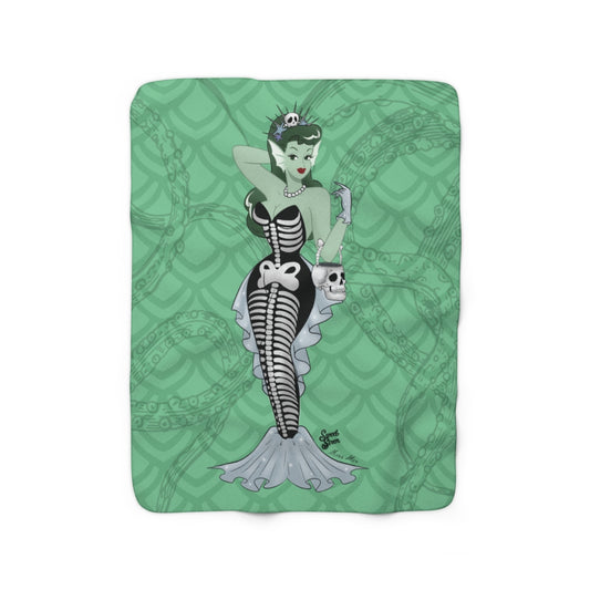 Skeleton Mermaid Babe - Sherpa Fleece Blanket