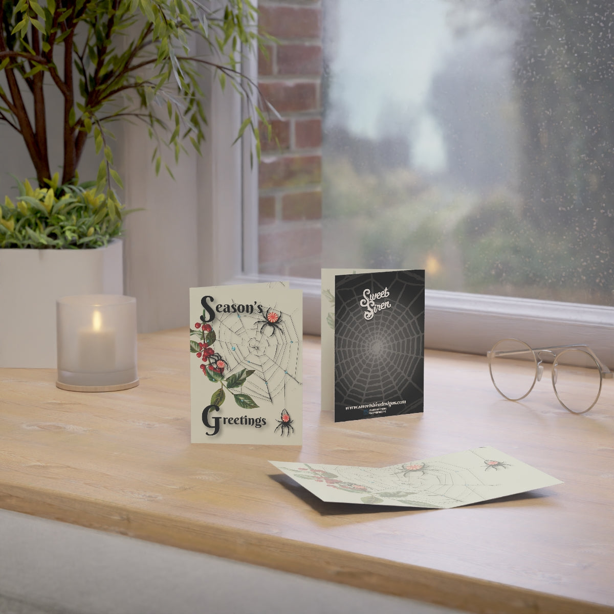 Peppermint Spiderweb - Folded Greeting Cards