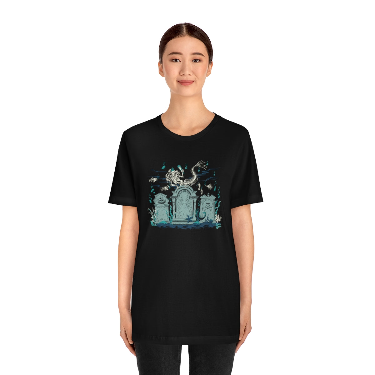 Skeleton Mermaid Graveyard - Unisex Tee