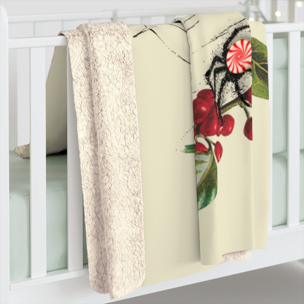 Peppermint Spider Web - Cream - Sherpa Fleece Blanket