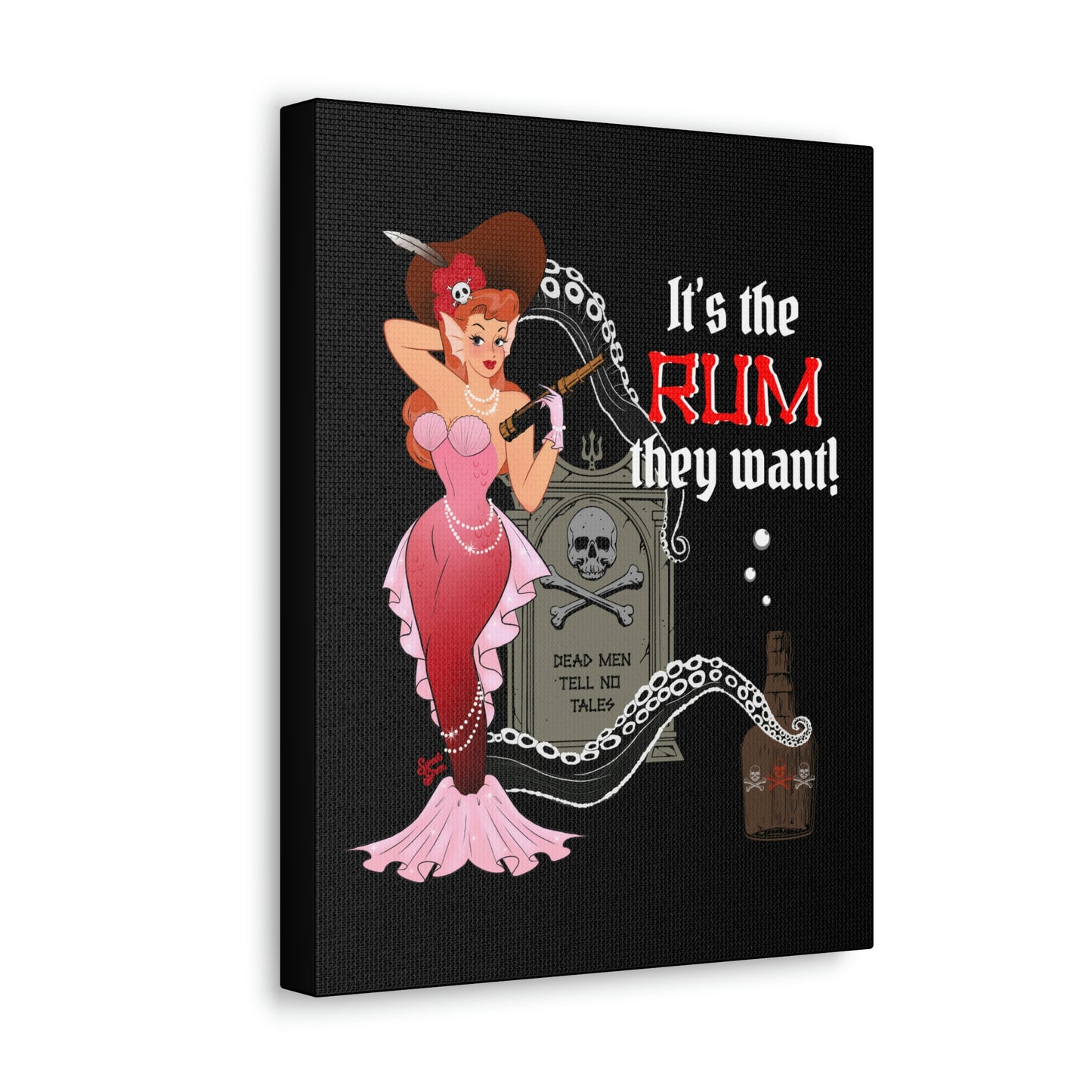 Red Headed Pirate Mermaid - Canvas Print
