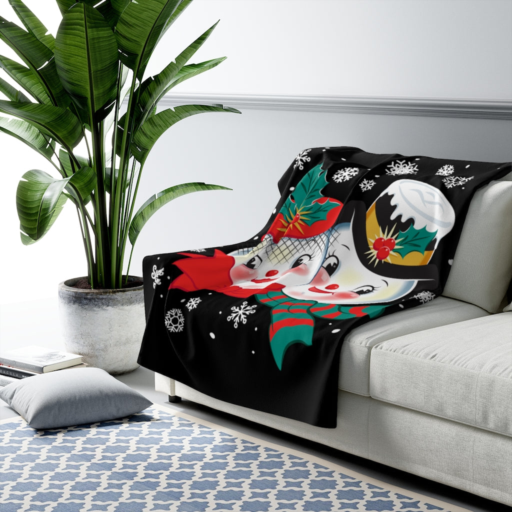 Snowed In -Black- Sherpa Fleece Blanket