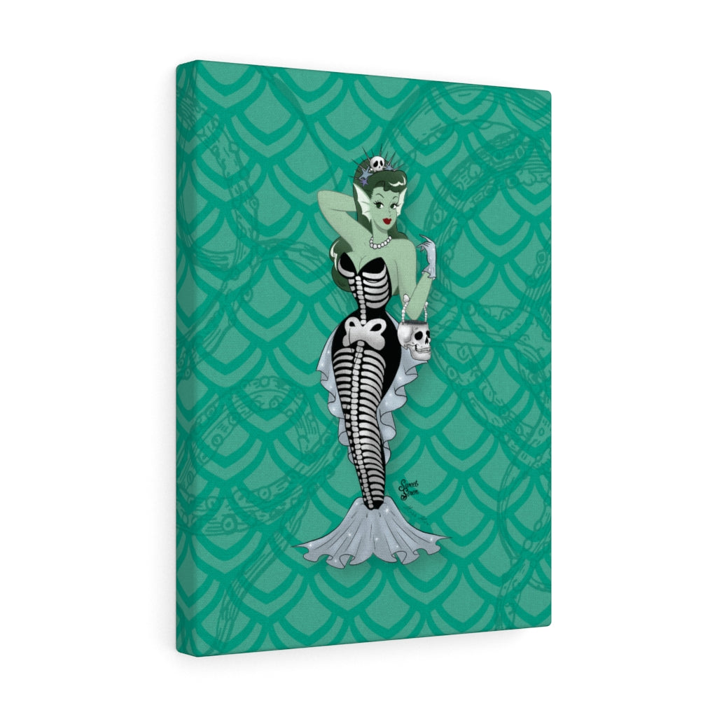 Skeleton Mermaid Babe - Canvas Print