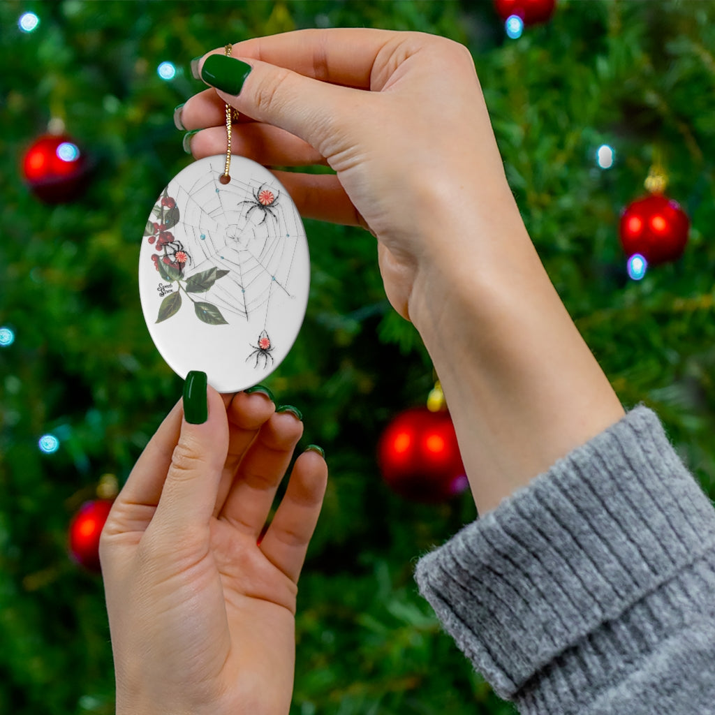 Peppermint Spiderweb - Ceramic Ornament