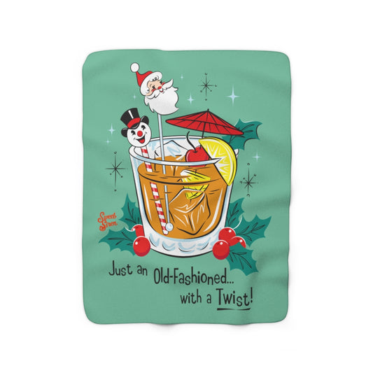 Old Fashioned with a Twist!- Retro Mint Green - Sherpa Fleece Blanket