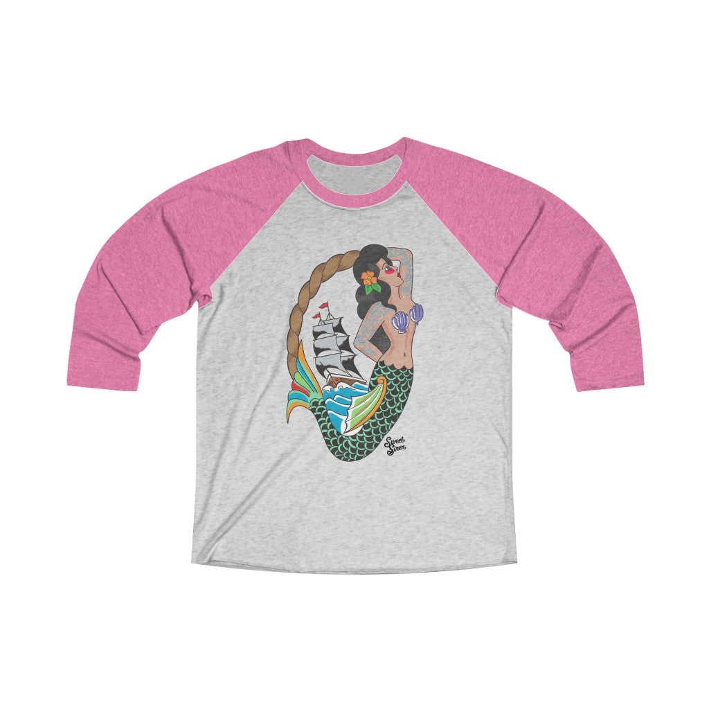 Sweet Siren Mermaid - Unisex Tri-Blend 3/4 Raglan Tee
