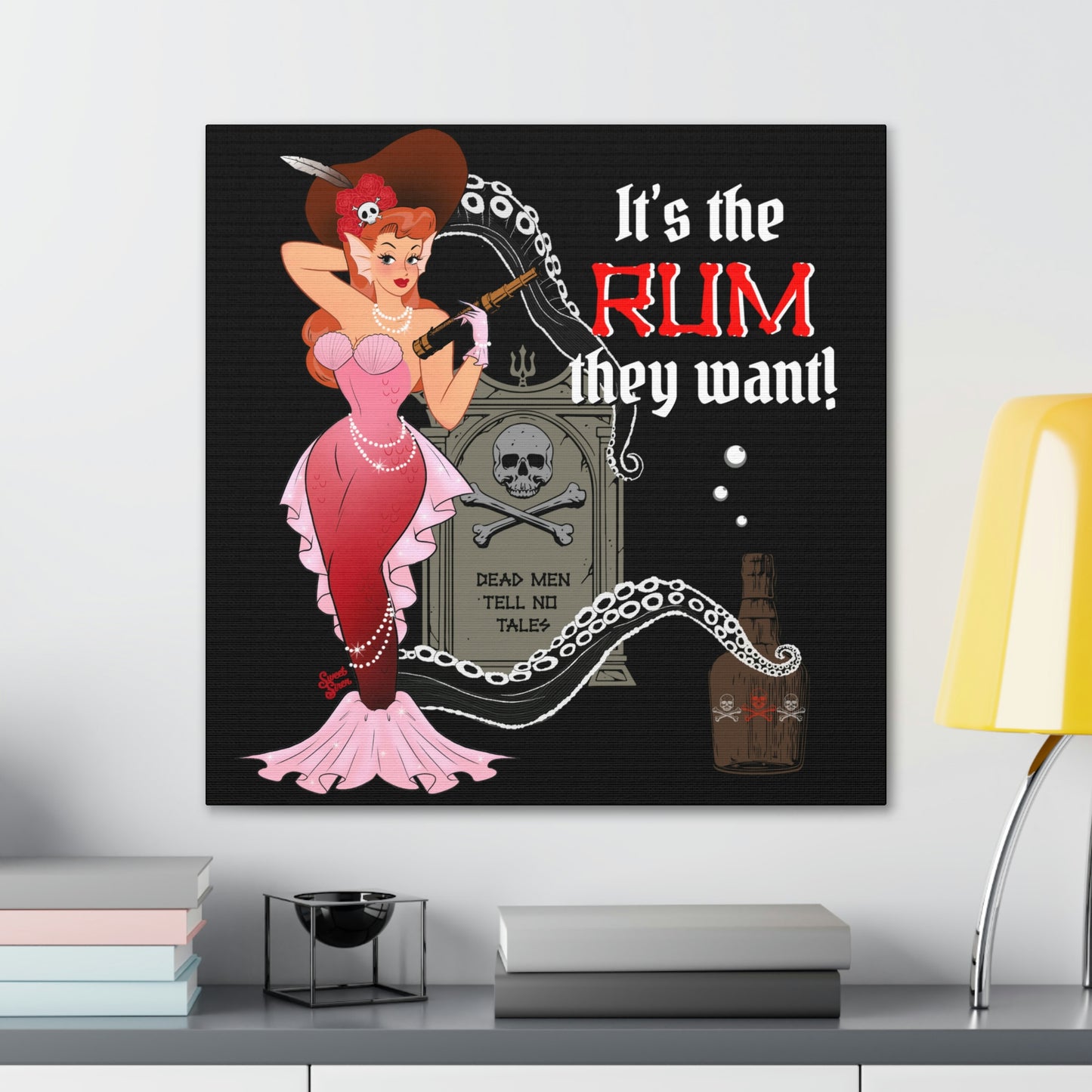 Red Headed Pirate Mermaid - Canvas Print