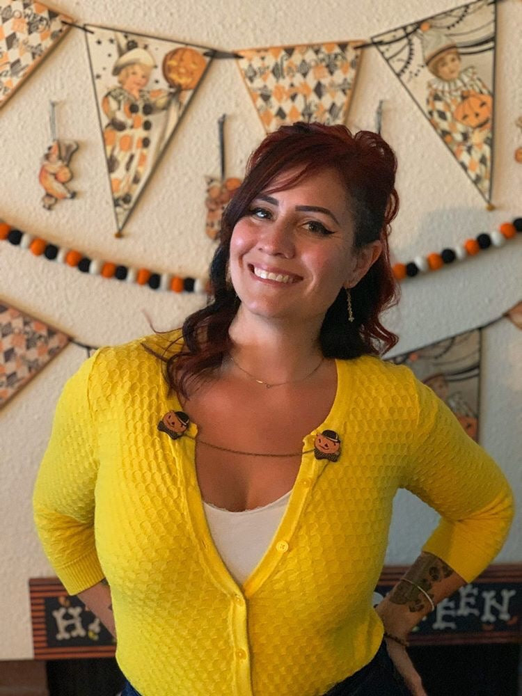 Halloween Pumpkin Collar - Sweater Pin Set