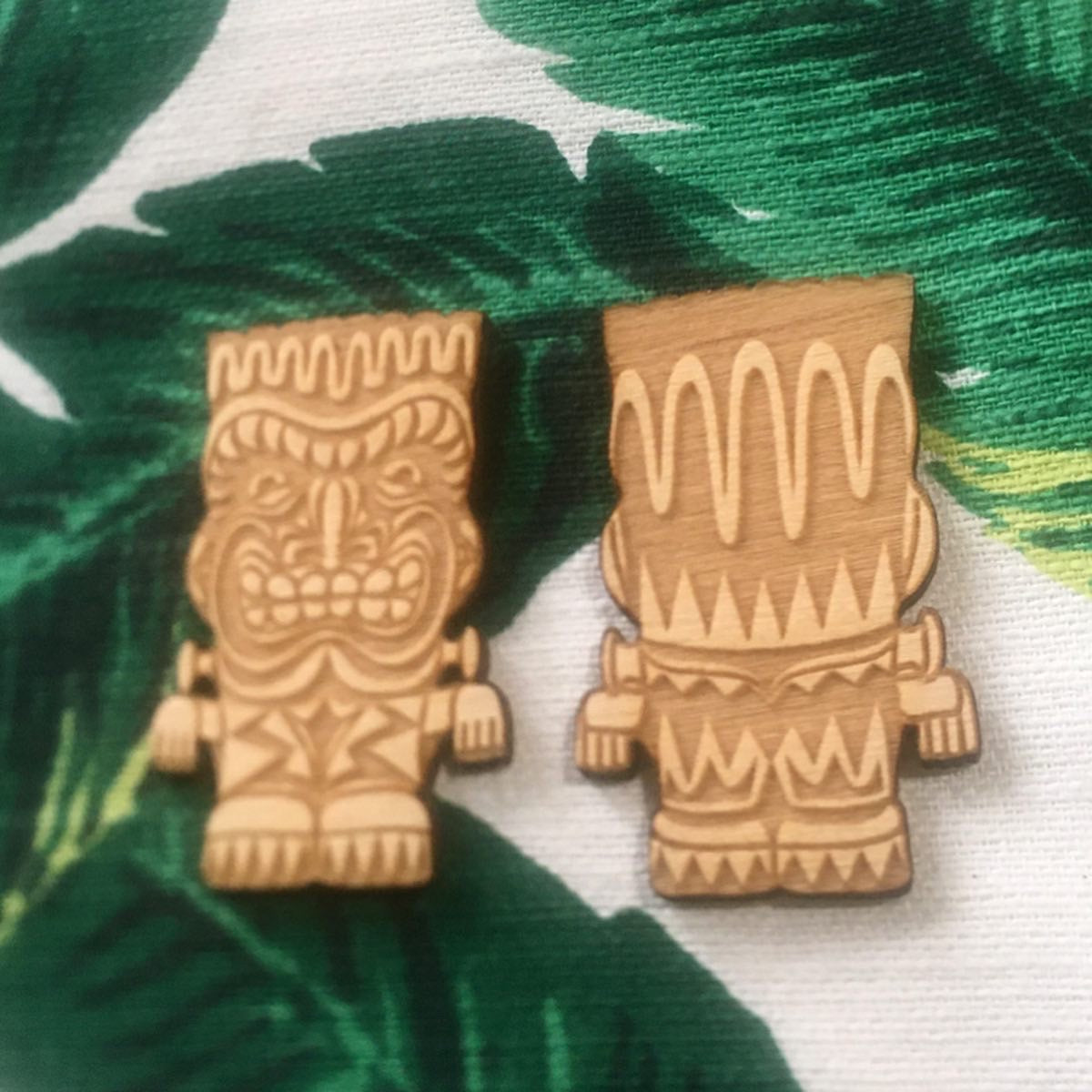 Frankenstein Monster Tiki Collar-Sweater Pin Set